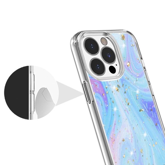 Cotton Candy Blue Swirl Sparkle Case for iPhone 14 Pro Max - Picture 5 of 6